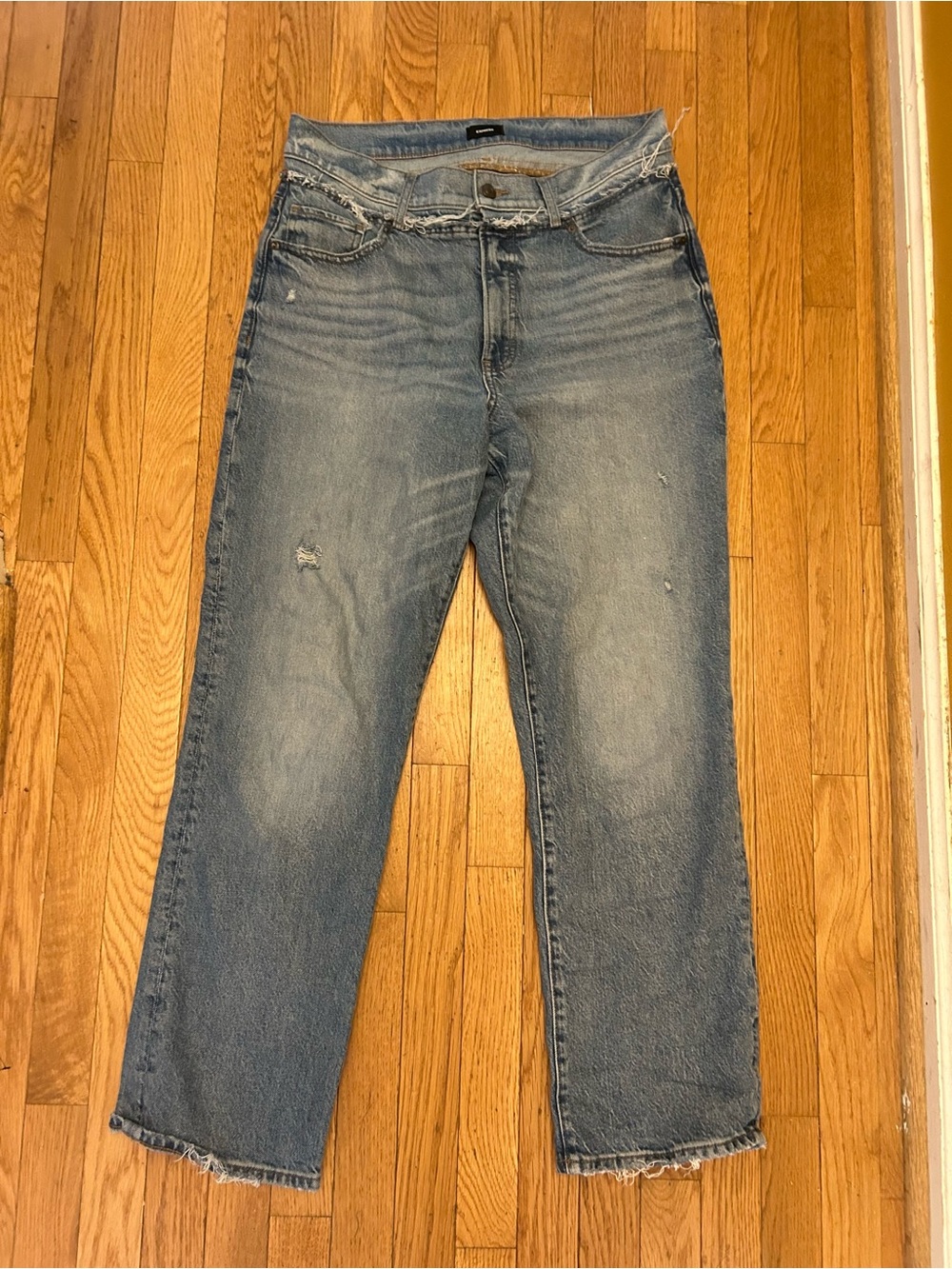Express Frayed Waist Raw Leg Jeans Size 12